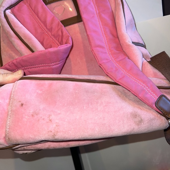 Vintage Rare Pink Juicy Couture Backpack Velour Purse Shoulder Bag y2k preloved - Picture 11 of 15